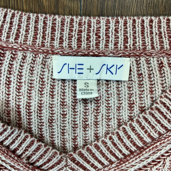 She + Sky mauve ribbed v neck sweater SZ SM - Picture 3 of 5